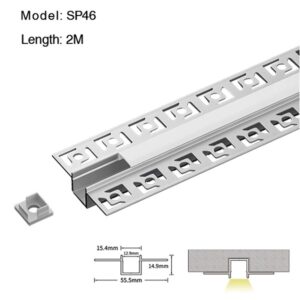 Profilo Alluminio Taglio di Luce 2mt Completo di Cover Opaca e Tappi